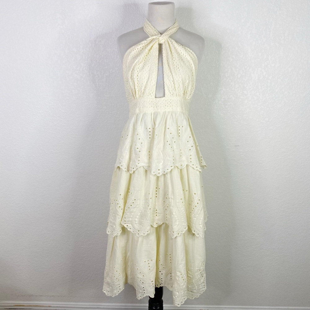 Significant Other Cora Cutout Eyelet Halter Midi Dress